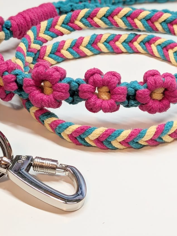 Flower Braided Dog Leash