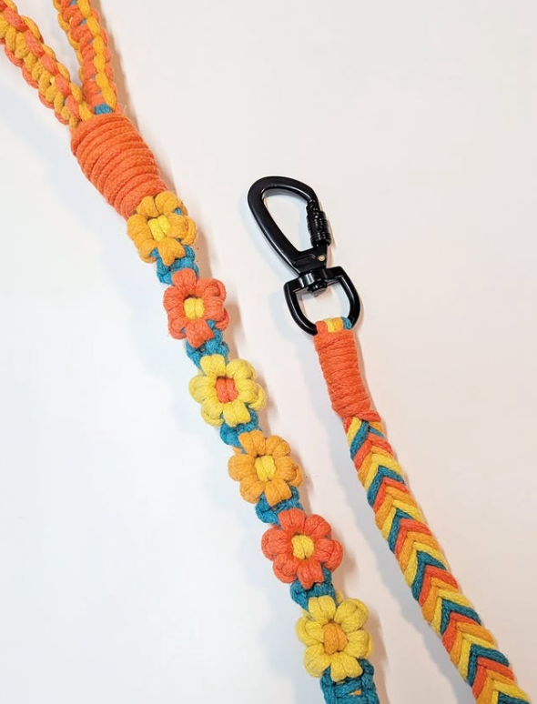 Flower Braided Dog Leash