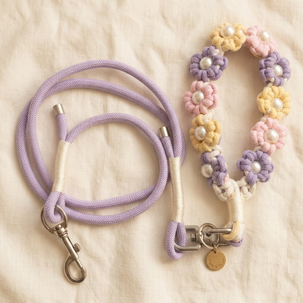 The Pearl & Blossom Dog Leash - Pastel Lilac